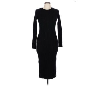 Lulus The Best Yet Black Ribbed Bodycon Midi‎ Sweater Dress Size Large